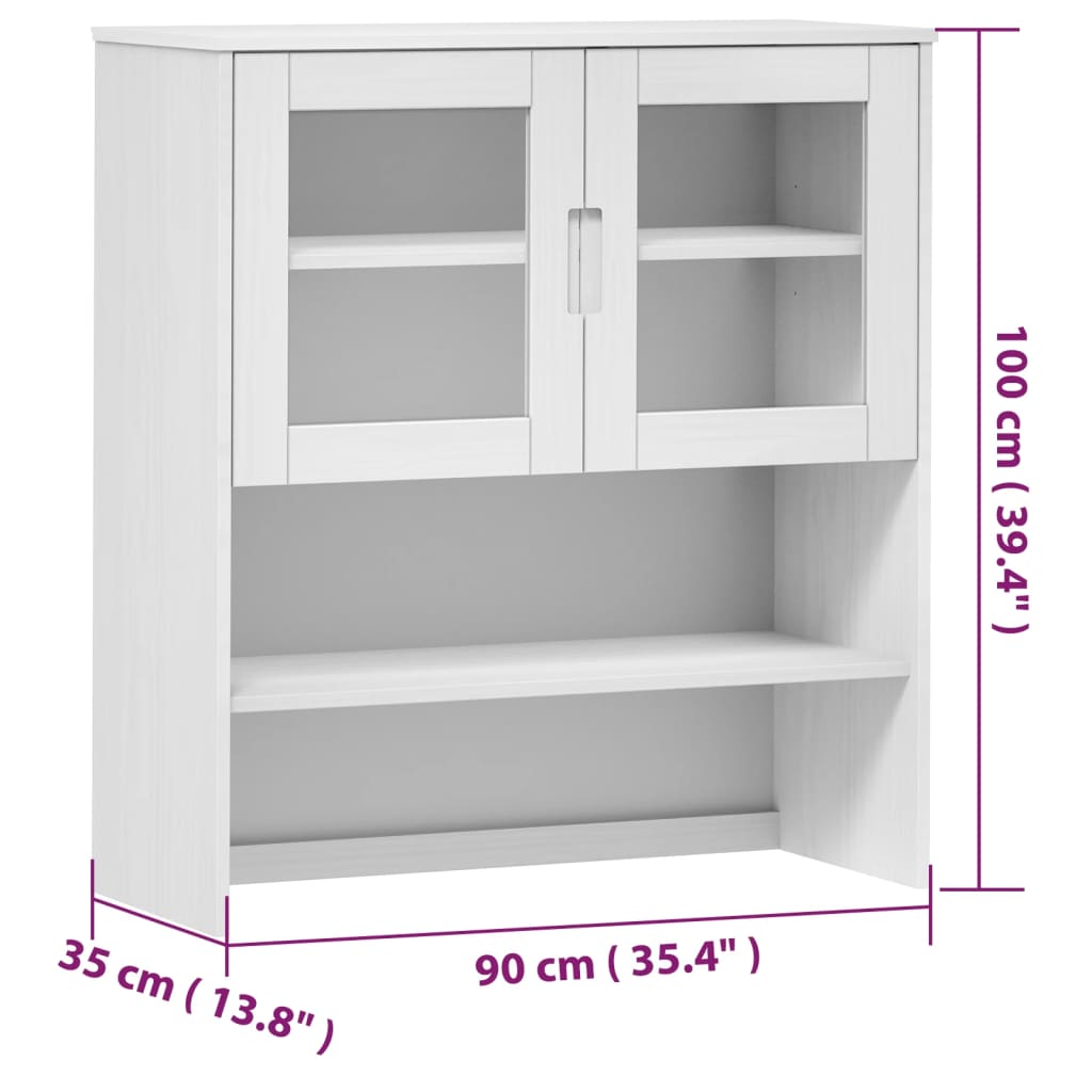 Piano Credenza MOLDE Bianco 90x35x100 cm Legno Massello di Pino - homemem39