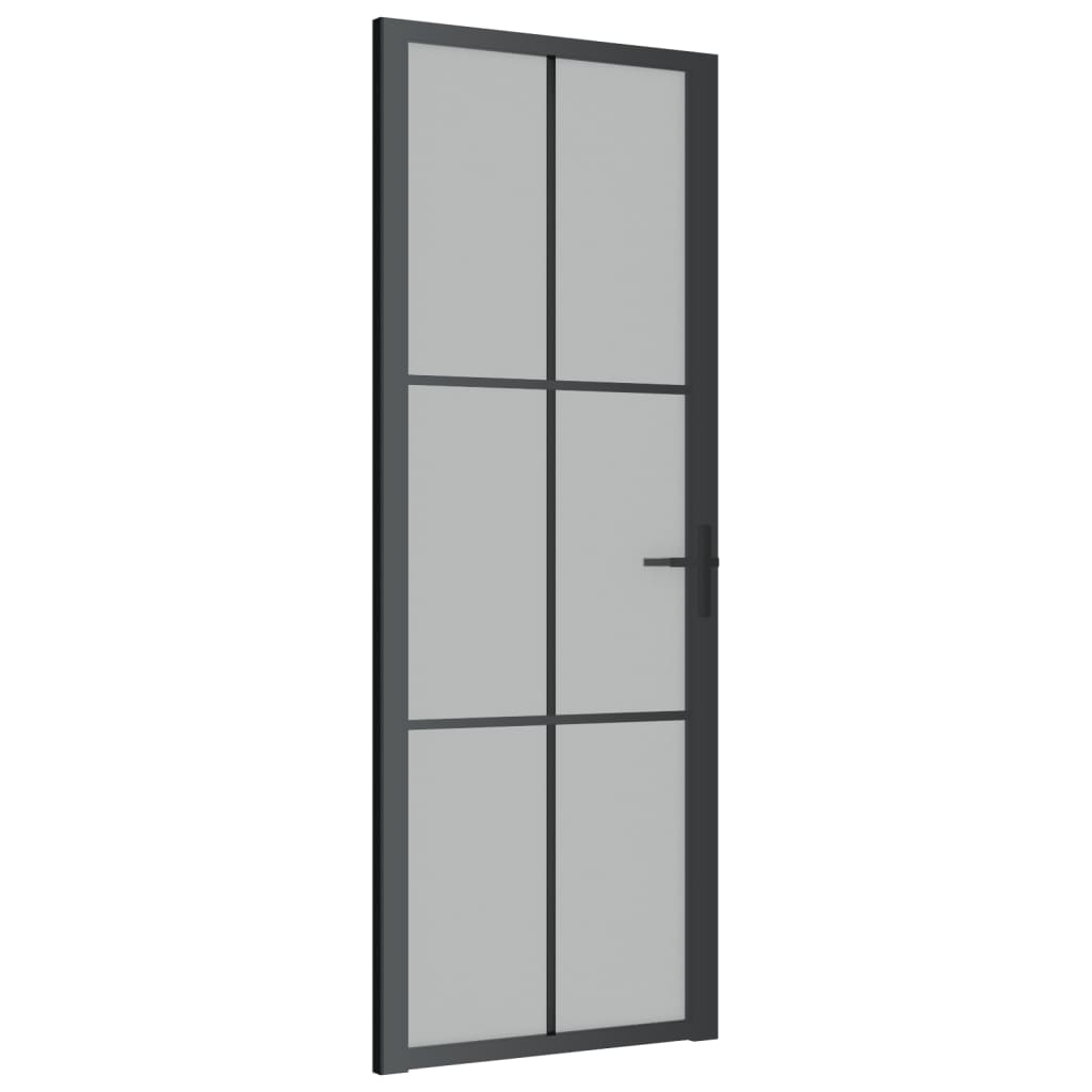 Porta Interna 76x201,5 cm Nero Opaco Vetro e Alluminio - homemem39