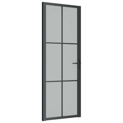 Porta Interna 76x201,5 cm Nero Opaco Vetro e Alluminio - homemem39