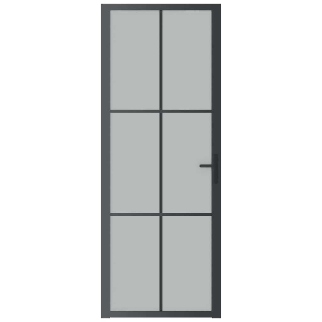 Porta Interna 76x201,5 cm Nero Opaco Vetro e Alluminio - homemem39