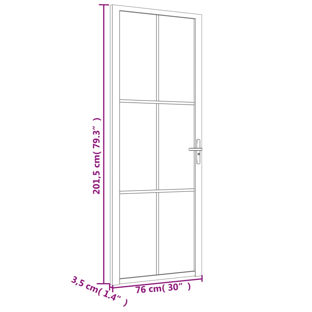 Porta Interna 76x201,5 cm Nero Opaco Vetro e Alluminio - homemem39