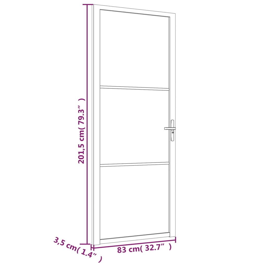 Porta Interna 83x201,5 cm Bianca in Vetro ESG e Alluminio - homemem39