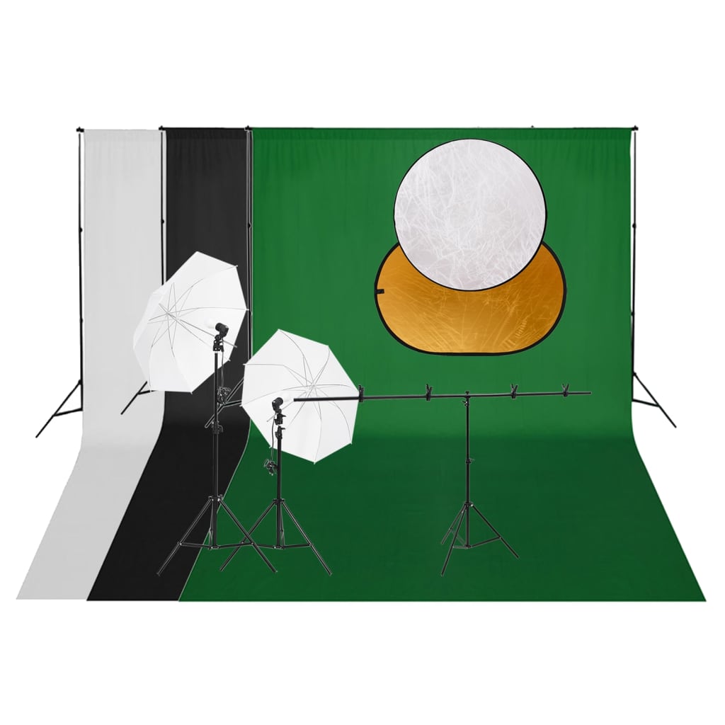 Kit per Studio Fotografico con Set Luci, Fondale e Riflettore - homemem39