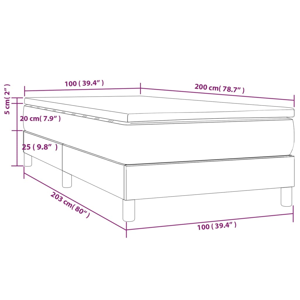 Giroletto a Molle con Materasso Grigio Chiaro100x200 cm Tessuto - homemem39