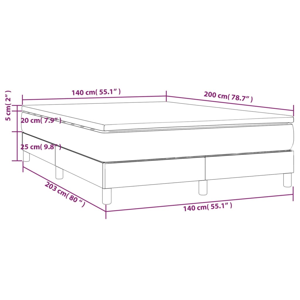 Giroletto a Molle con Materasso Tortora 140x200 cm in Tessuto - homemem39