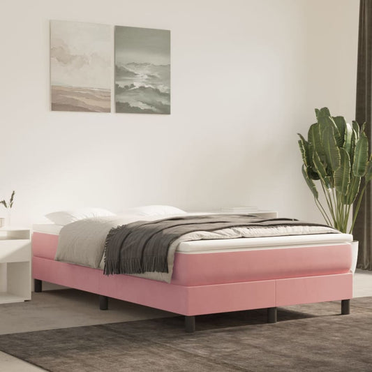 Giroletto a Molle con Materasso Rosa 120x200 cm in Velluto - homemem39