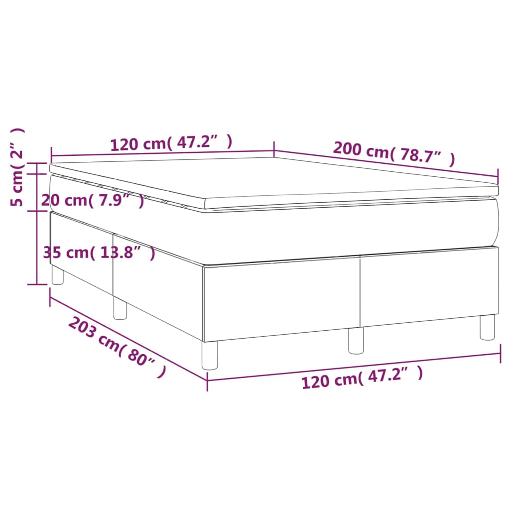 Giroletto a Molle con Materasso Grigio Scuro 120x200 cm Tessuto - homemem39