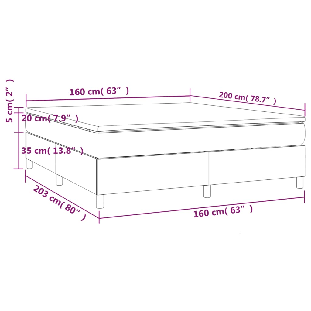 Giroletto a Molle con Materasso Grigio Scuro 160x200 cm Tessuto - homemem39