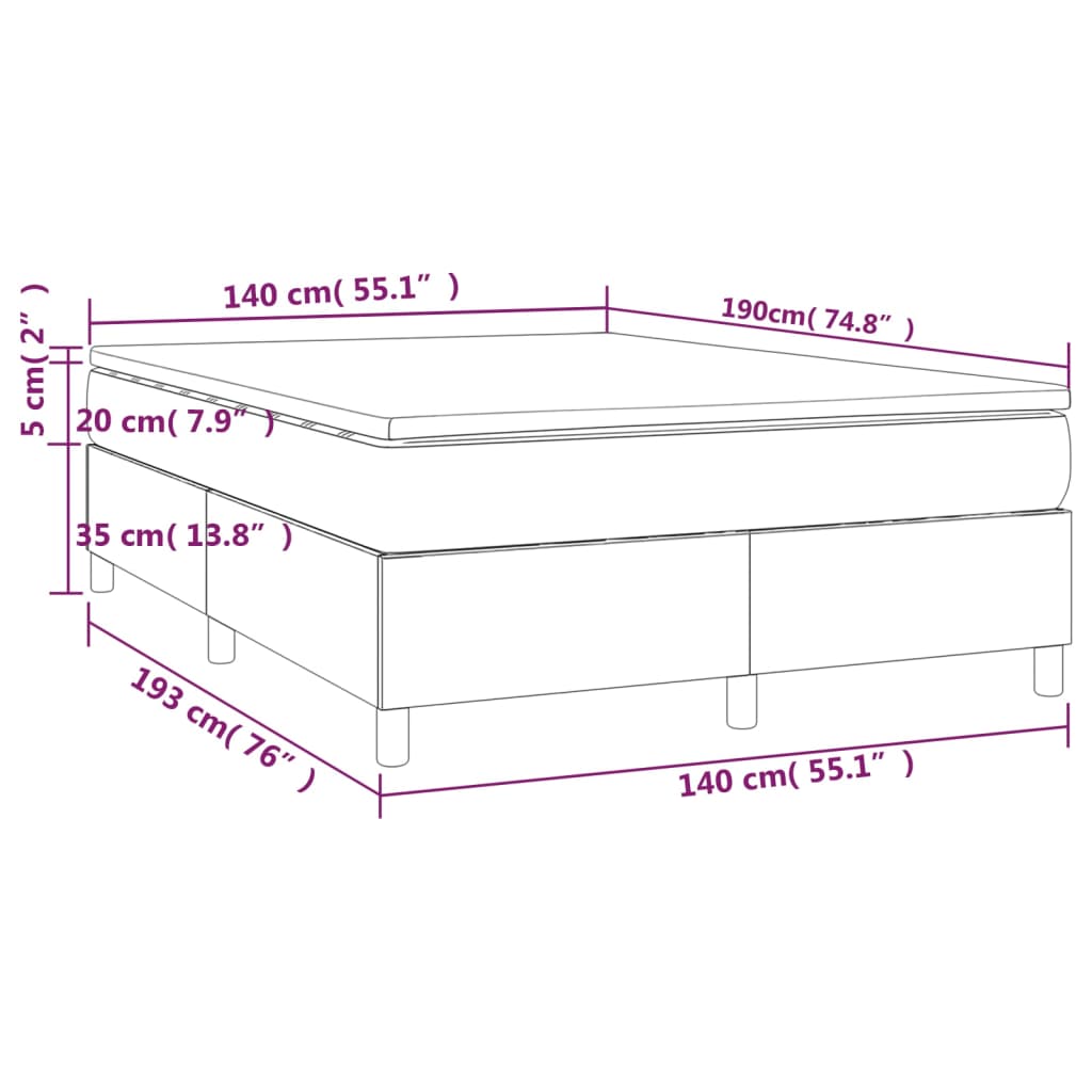 Giroletto a Molle con Materasso Marrone Scuro 140x190cm Tessuto - homemem39