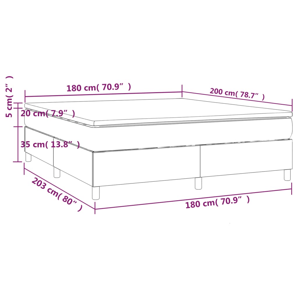 Giroletto a Molle con Materasso Marrone Scuro 180x200cm Tessuto - homemem39