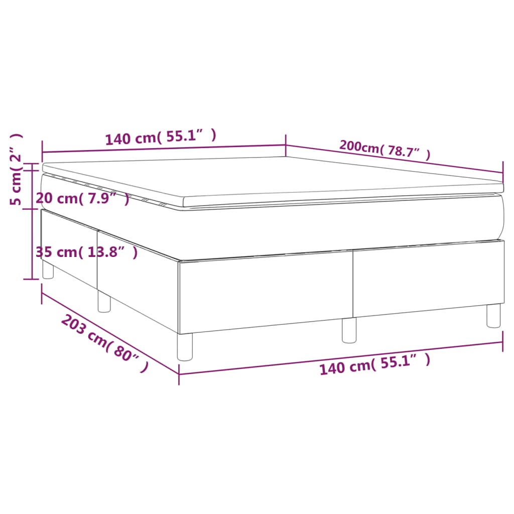 Giroletto a Molle con Materasso Blu Scuro 140x200 cm in Velluto - homemem39