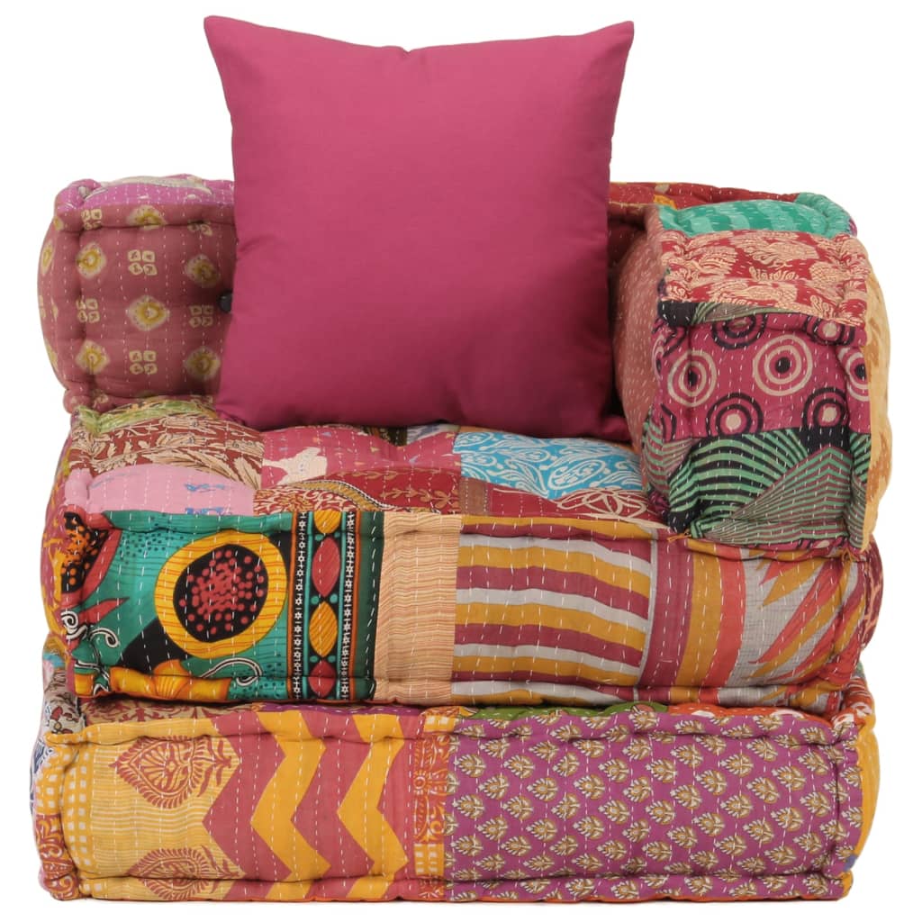 Pouf Modulare con Cuscino in Tessuto Patchwork - homemem39