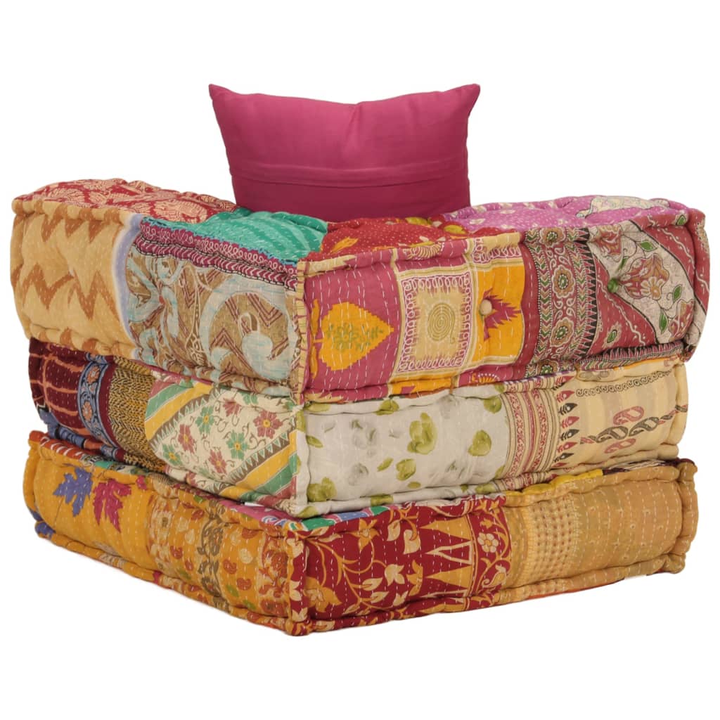 Pouf Modulare con Cuscino in Tessuto Patchwork - homemem39