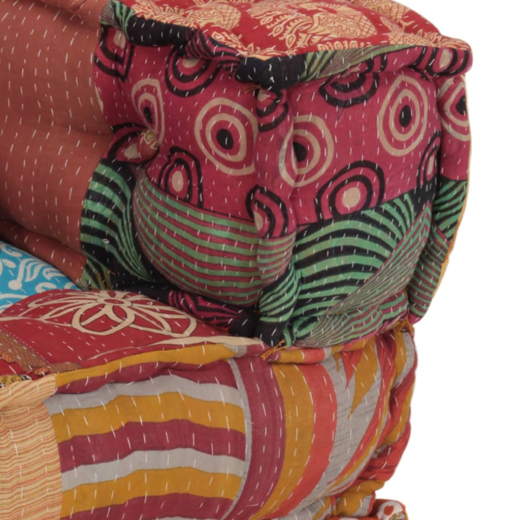 Pouf Modulare con Cuscino in Tessuto Patchwork - homemem39