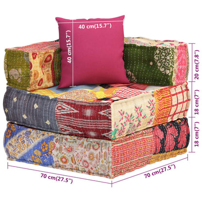 Pouf Modulare con Cuscino in Tessuto Patchwork - homemem39