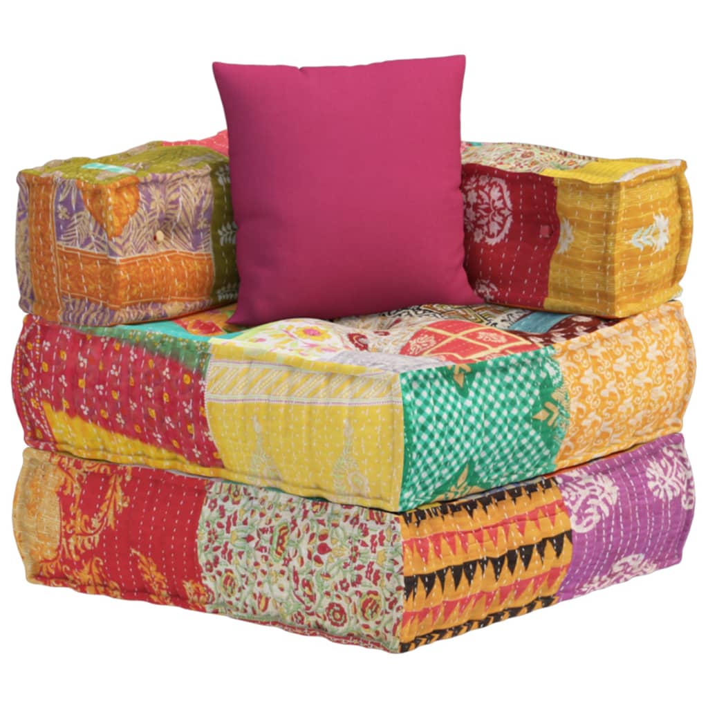 Pouf Modulare con Cuscino in Tessuto Patchwork - homemem39