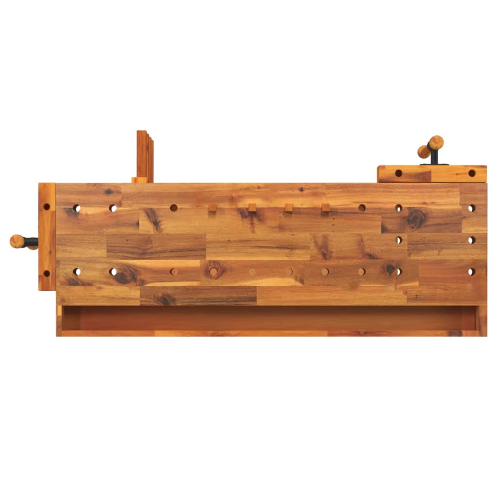 Banco Lavoro Cassetto e Morse 92x48x83 cm Legno Massello Acacia - homemem39