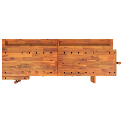 Banco Lavoro Cassetti e Morse 162x62x83cm Legno Massello Acacia - homemem39