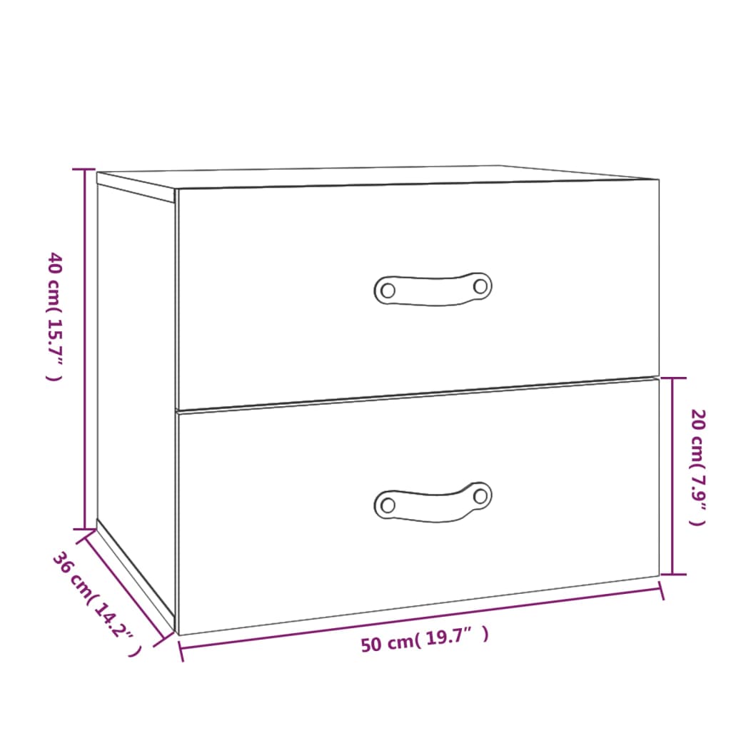 Comodino a Muro 50x36x40 cm - homemem39