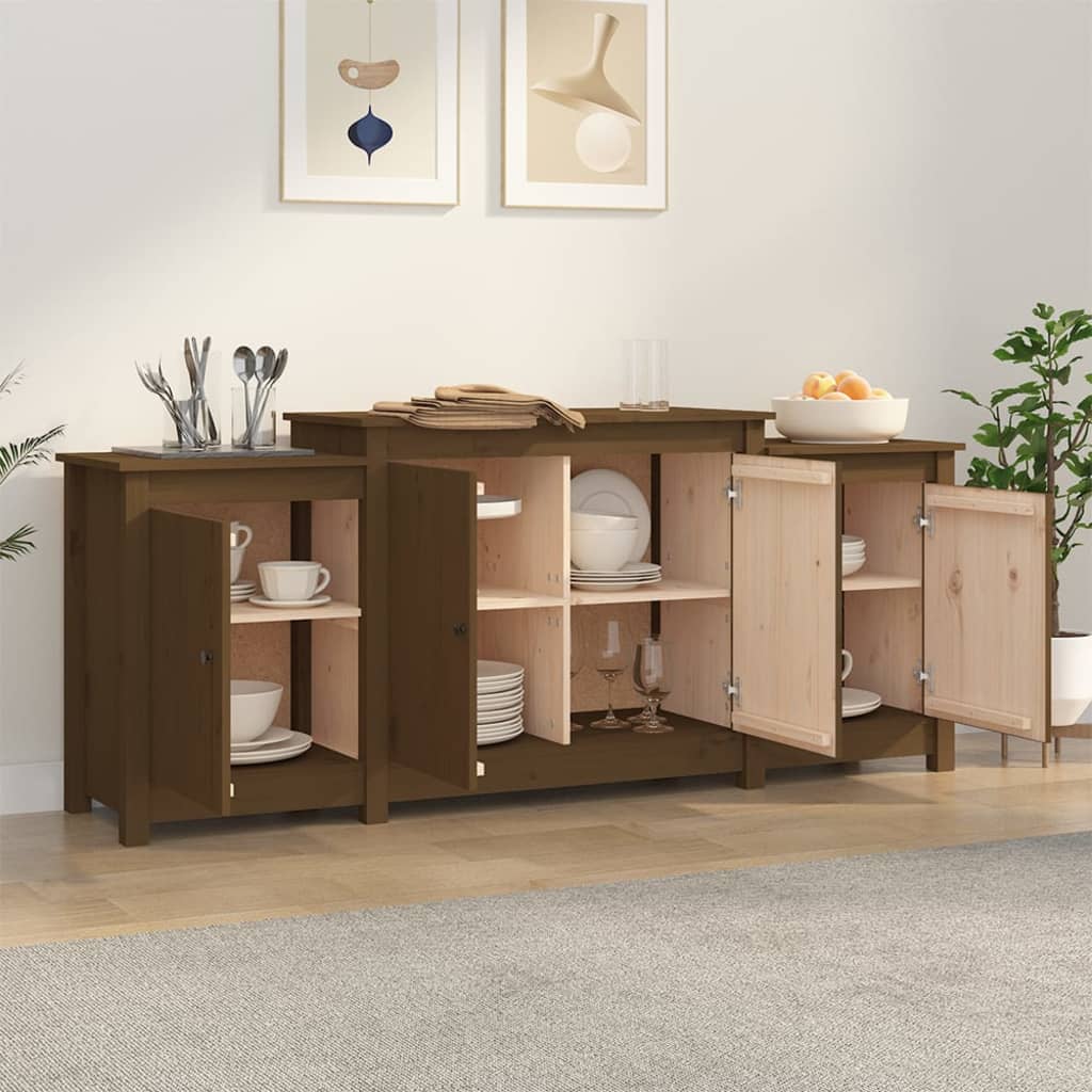 Credenza Marrone Miele 164x37x68 cm in Legno Massello di Pino - homemem39