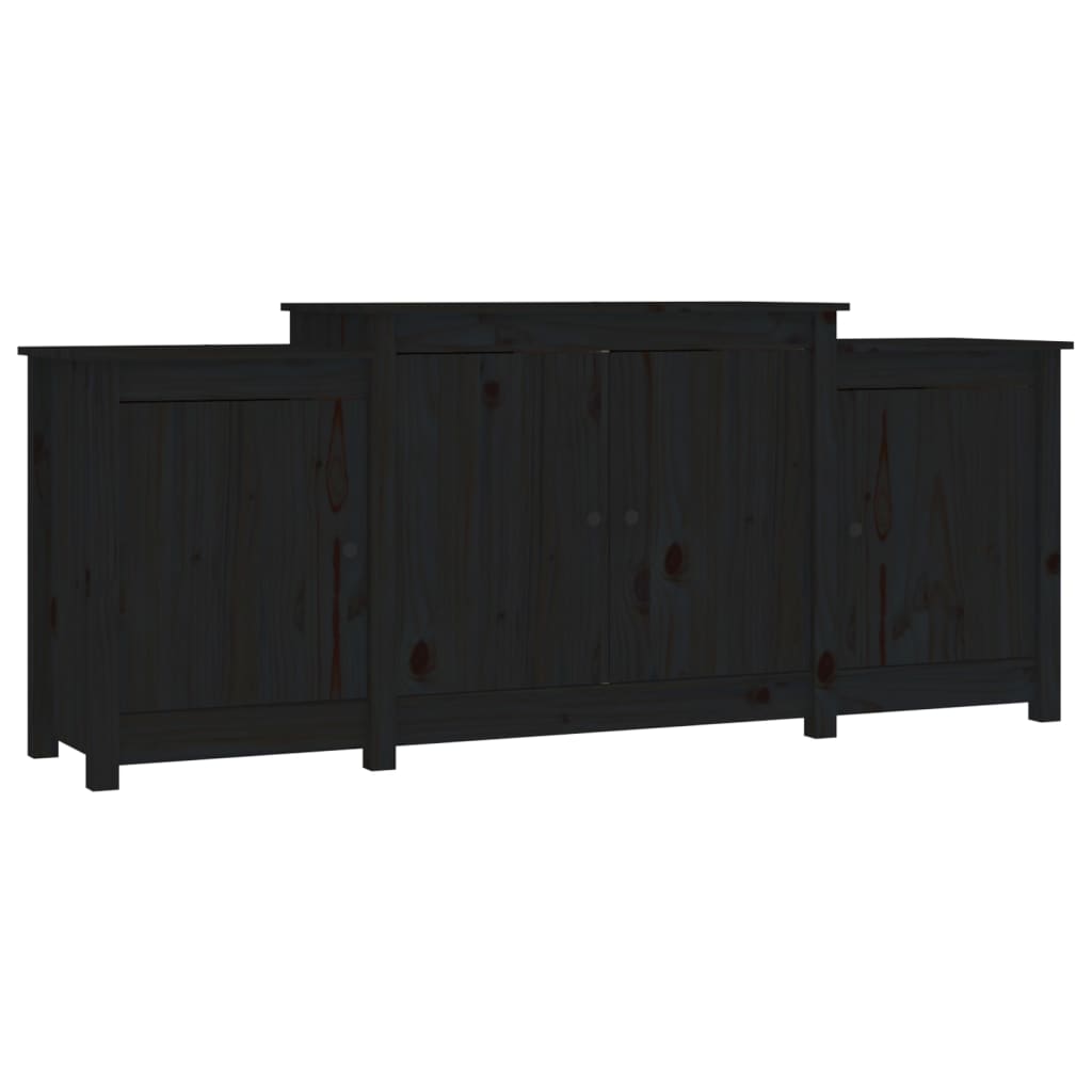 Credenza Nera 164x37x68 cm in Legno Massello di Pino - homemem39