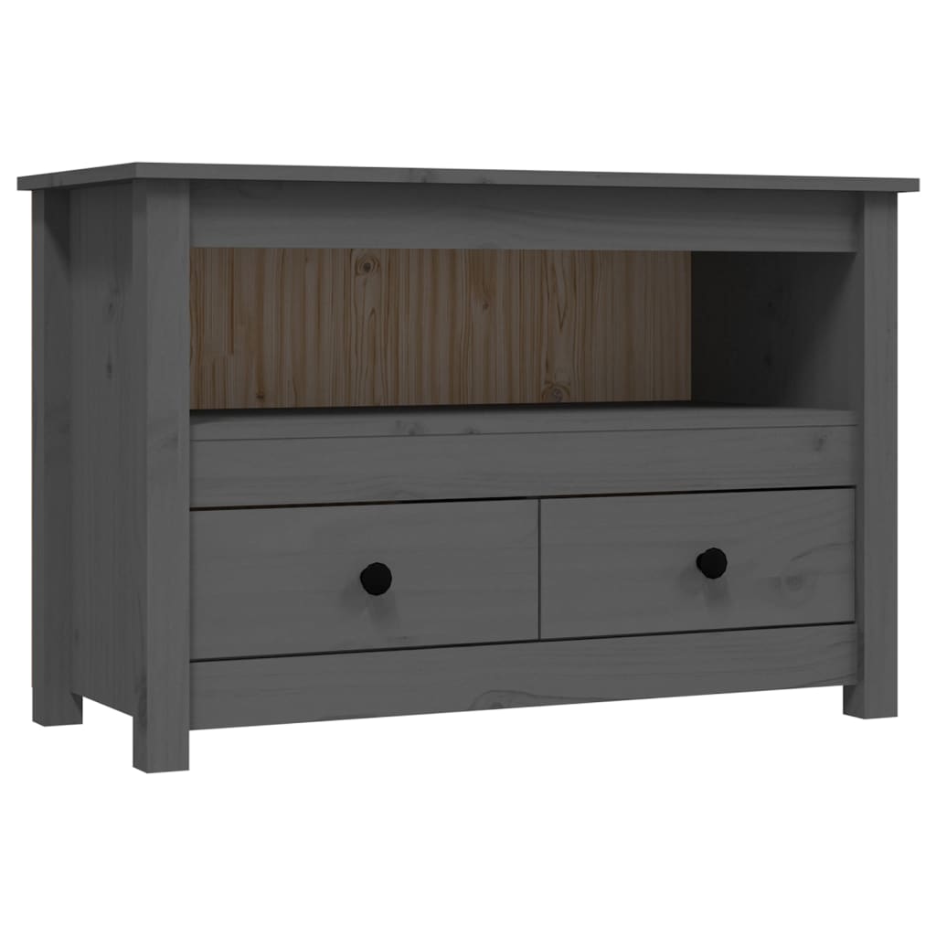 Mobile Porta TV Grigio 79x35x52 cm in Legno Massello di Pino - homemem39