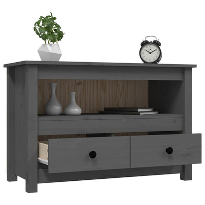 Mobile Porta TV Grigio 79x35x52 cm in Legno Massello di Pino - homemem39