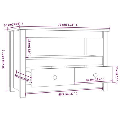 Mobile Porta TV Grigio 79x35x52 cm in Legno Massello di Pino - homemem39