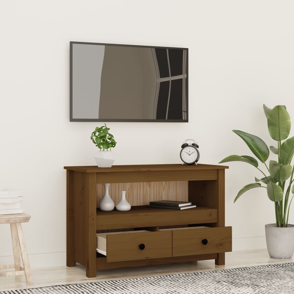 Mobile Porta TV Miele 79x35x52 cm in Legno Massello di Pino - homemem39