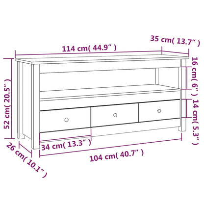 Mobile Porta TV Grigio 114x35x52 cm in Legno Massello di Pino - homemem39