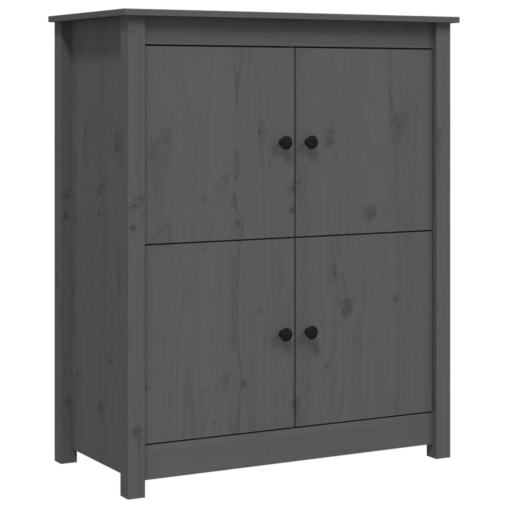 Credenza Grigia 83x41,5x100 cm in Legno Massello di Pino - homemem39