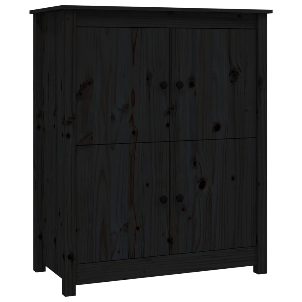 Credenza Nera 83x41,5x100 cm in Legno Massello di Pino - homemem39