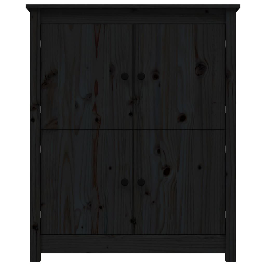 Credenza Nera 83x41,5x100 cm in Legno Massello di Pino - homemem39