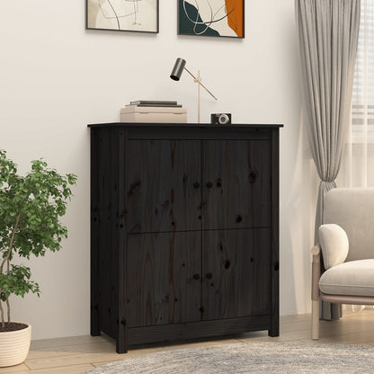 Credenza Nera 83x41,5x100 cm in Legno Massello di Pino - homemem39