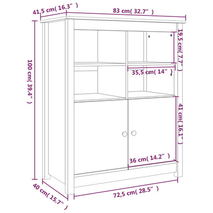 Credenza Grigia 83x41,5x100 cm in Legno Massello di Pino - homemem39