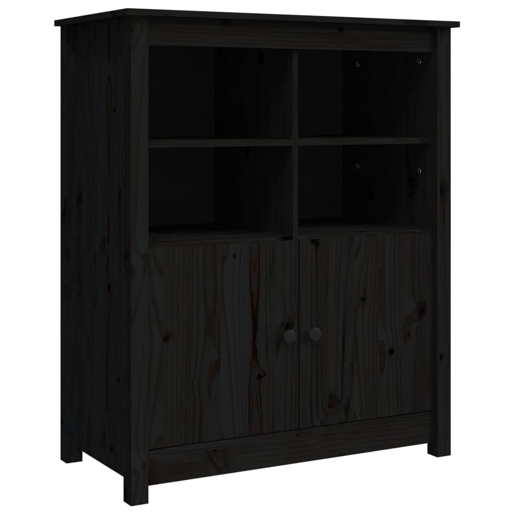 Credenza Nera 83x41,5x100 cm in Legno Massello di Pino - homemem39