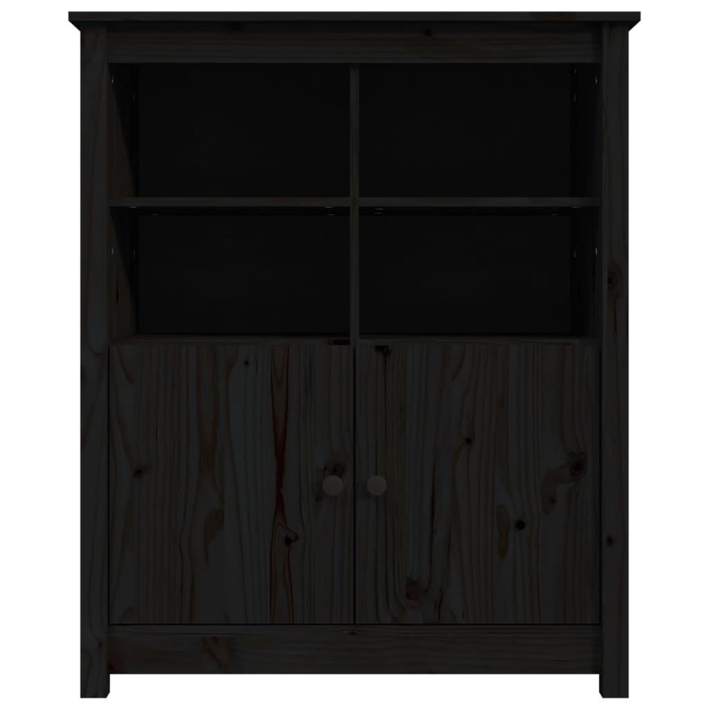 Credenza Nera 83x41,5x100 cm in Legno Massello di Pino - homemem39