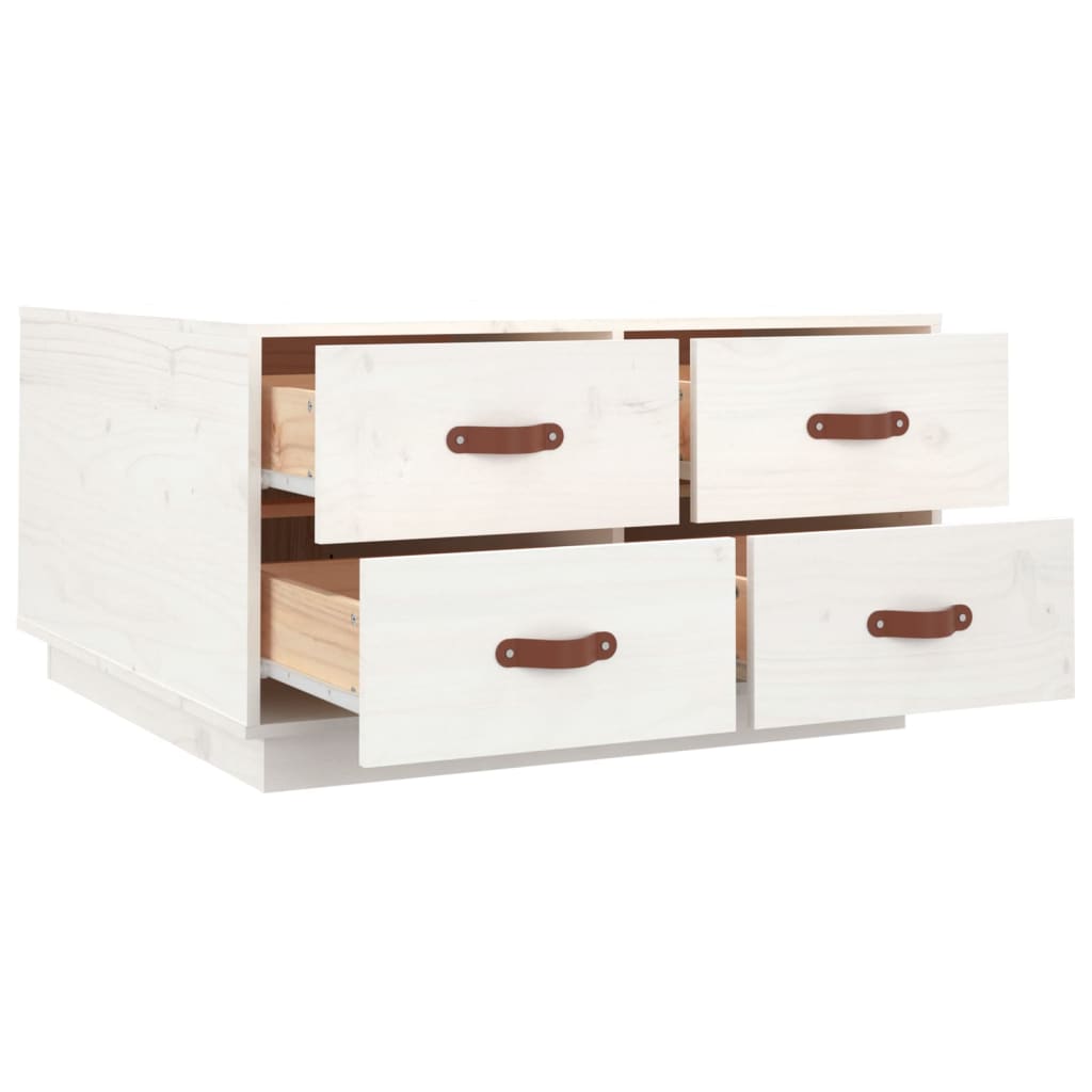 Tavolino da Salotto Bianco 80x80x45 cm Legno Massello di Pino - homemem39