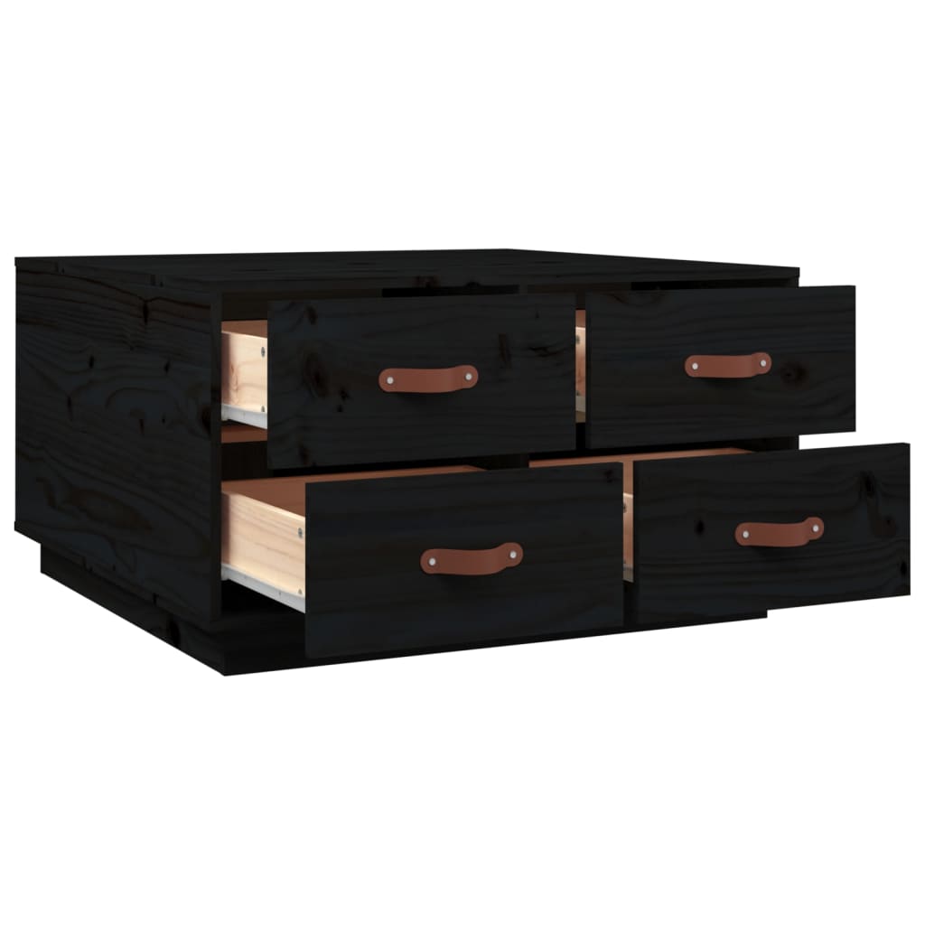 Tavolino da Salotto Nero 80x80x45 cm Legno Massello di Pino - homemem39