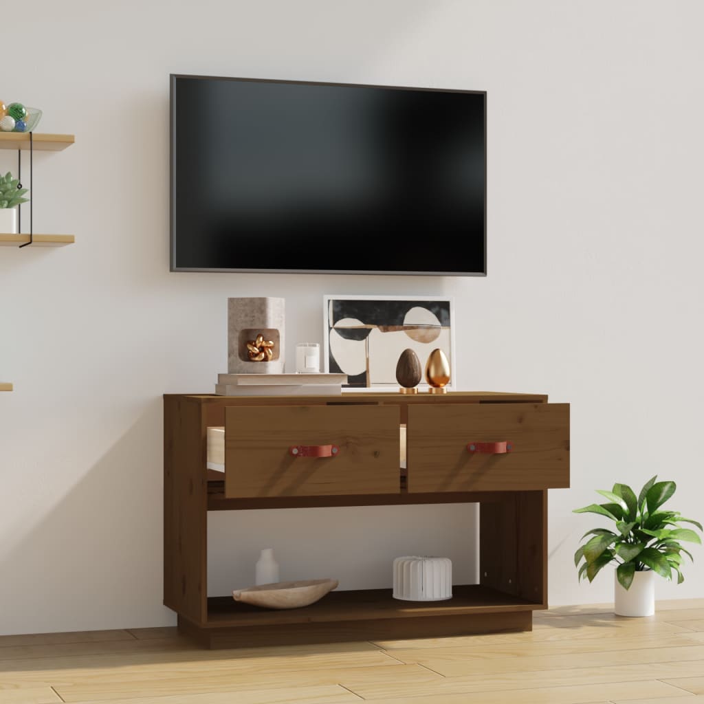 Mobile Porta TV Miele 90x40x60 cm in Legno Massello di Pino - homemem39