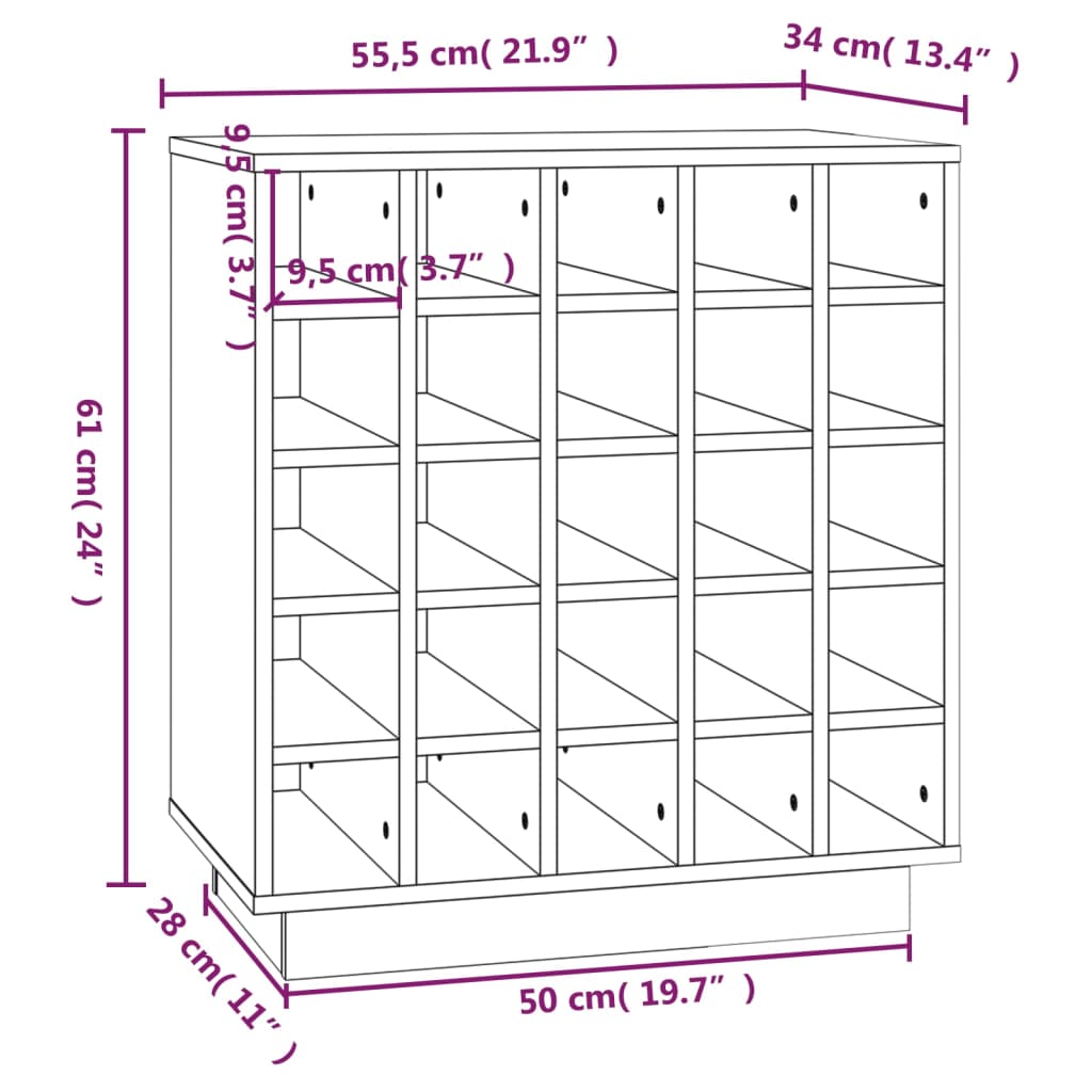 Portabottiglie Miele 55,5x34x61 cm in Legno Massello di Pino - homemem39