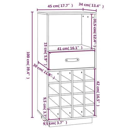 Portabottiglie Miele 45x34x100 cm in Legno Massello di Pino - homemem39