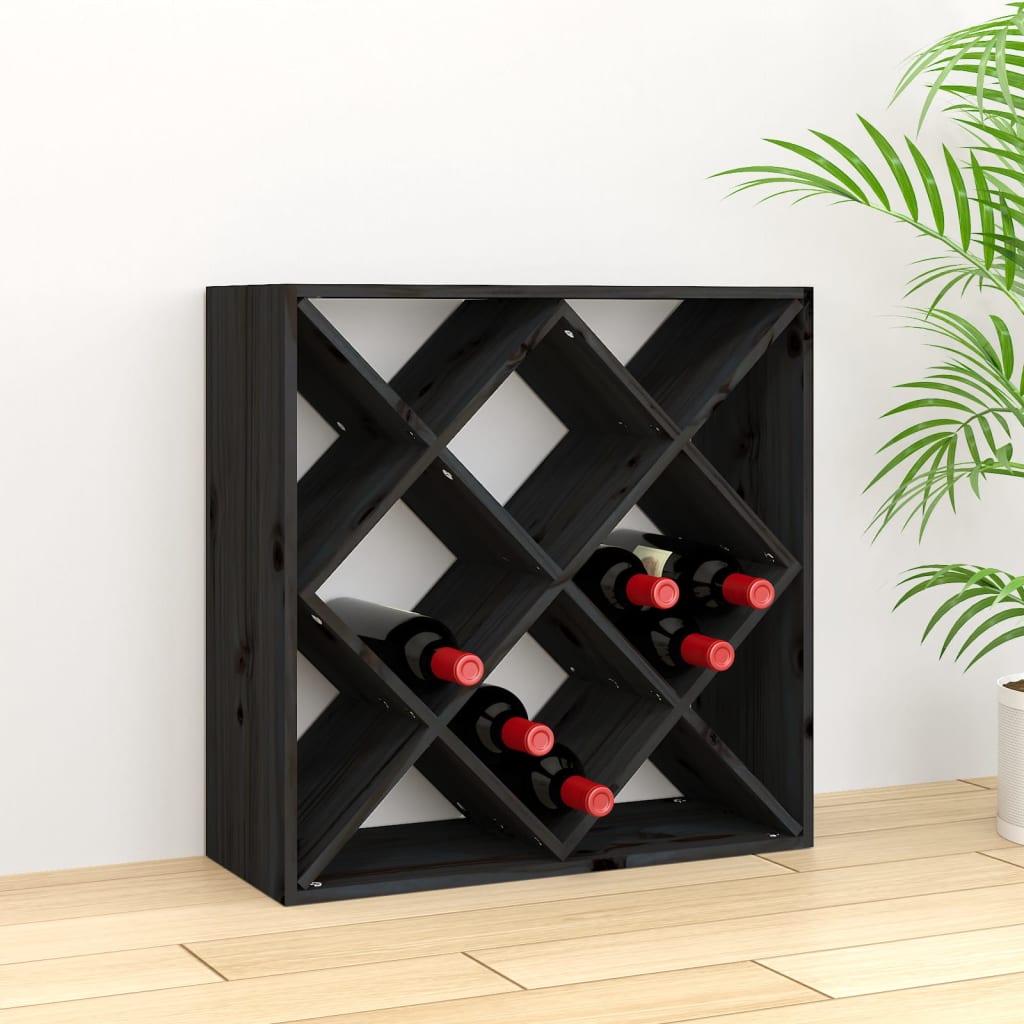 Portabottiglie Nero 62x25x62 cm in Legno Massello di Pino - homemem39