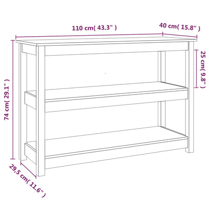 Tavolo Consolle 110x40x74 cm in Legno Massello di Pino - homemem39