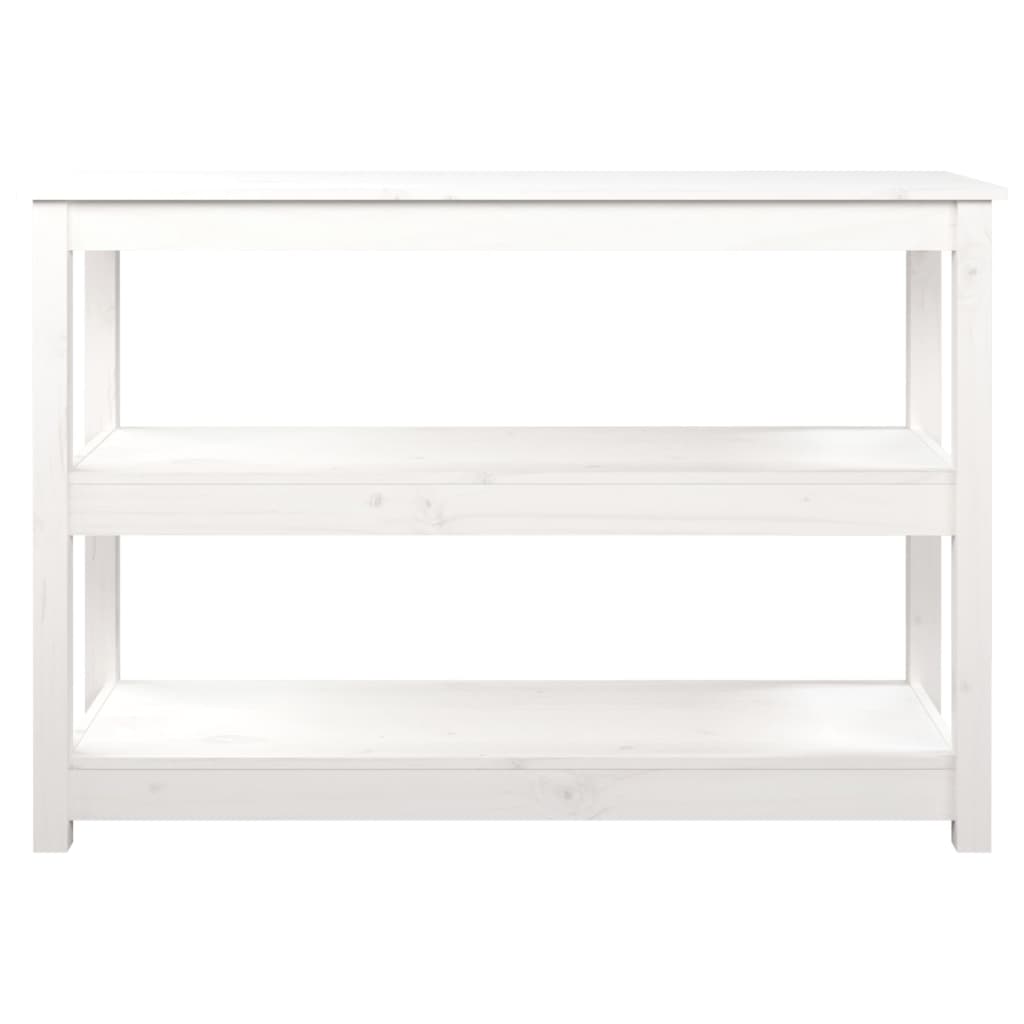 Tavolo Consolle Bianco 110x40x74 cm in Legno Massello di Pino - homemem39