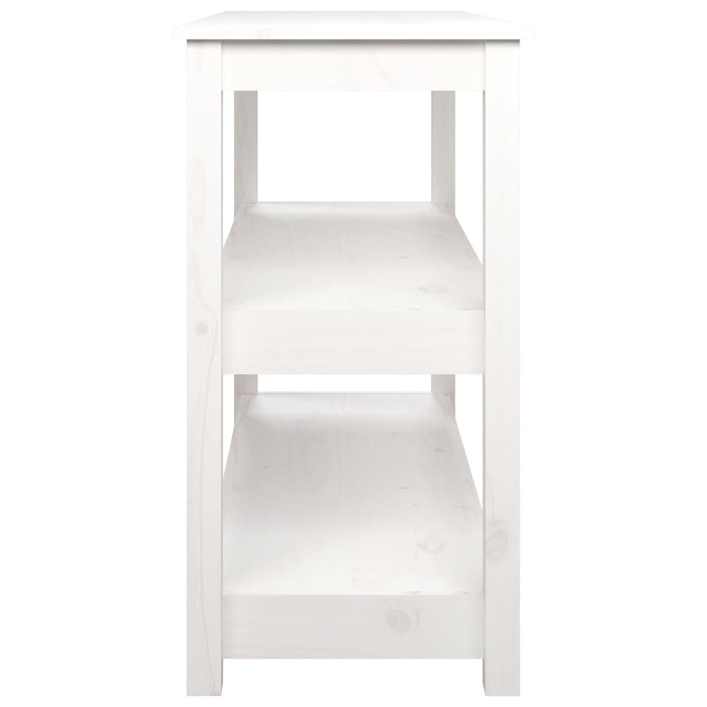 Tavolo Consolle Bianco 110x40x74 cm in Legno Massello di Pino - homemem39