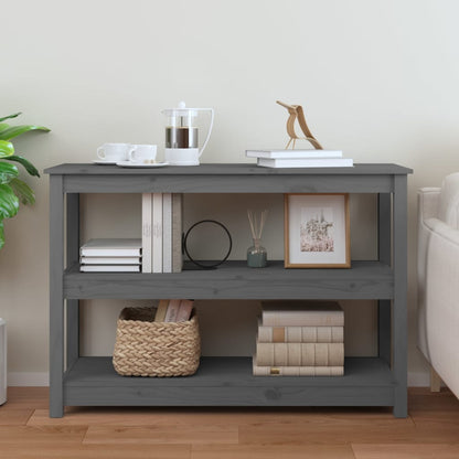 Tavolo Consolle Grigio 110x40x74 cm in Legno Massello di Pino - homemem39