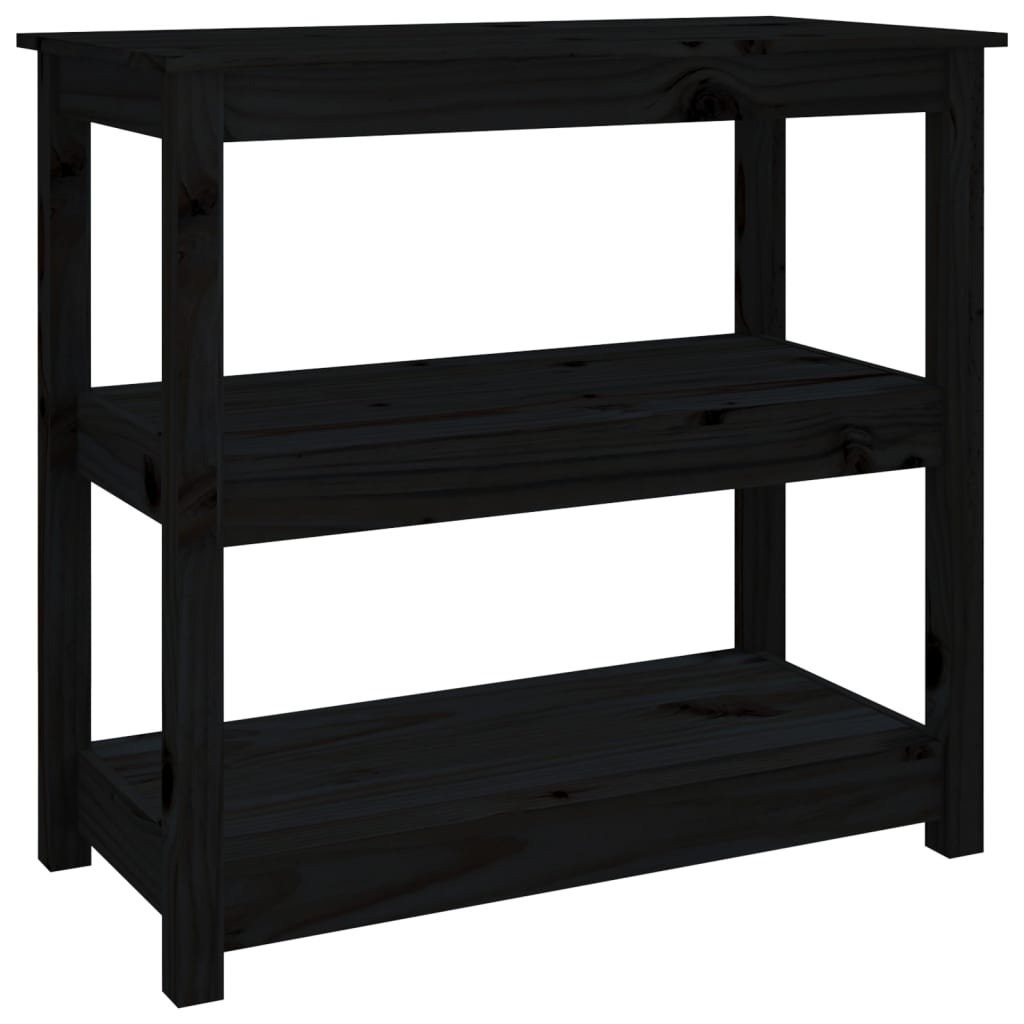 Tavolo Consolle Nero 80x40x74 cm in Legno Massello di Pino - homemem39