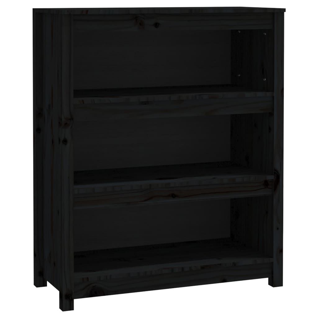 Libreria Nera 80x35x97 cm in Legno Massello di Pino - homemem39