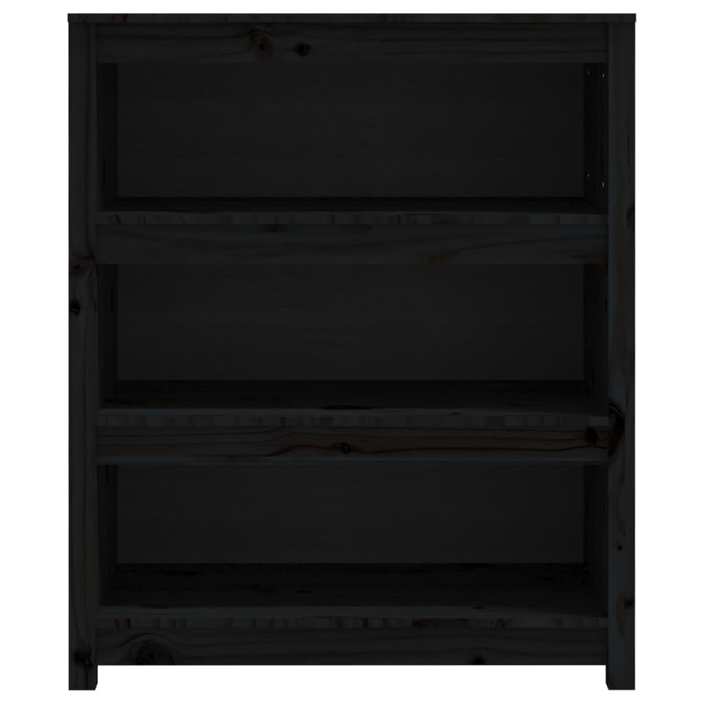 Libreria Nera 80x35x97 cm in Legno Massello di Pino - homemem39